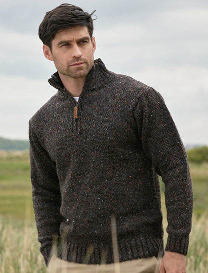 Donegal Tweed Half Zip Sweater - Graphite 