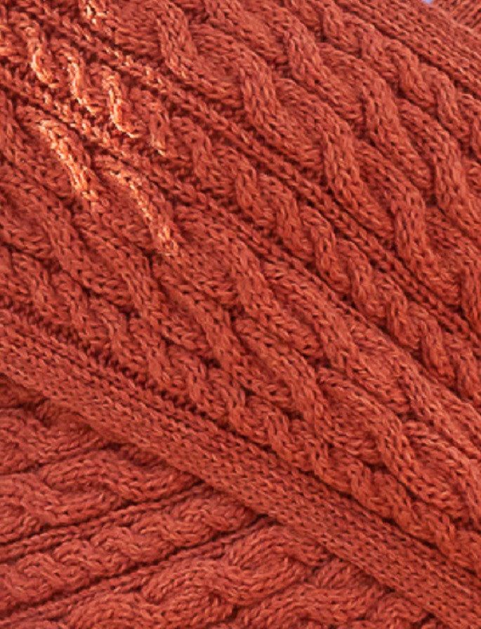 Merino Aran Cable Crossover Wrap with Buttons - Autumn Leaf 