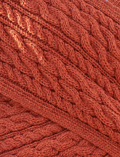 Merino Aran Cable Crossover Wrap with Buttons - Autumn Leaf 