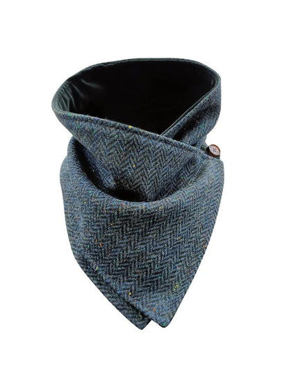 Luxurious Wool Tweed Snood - Blue Herringbone