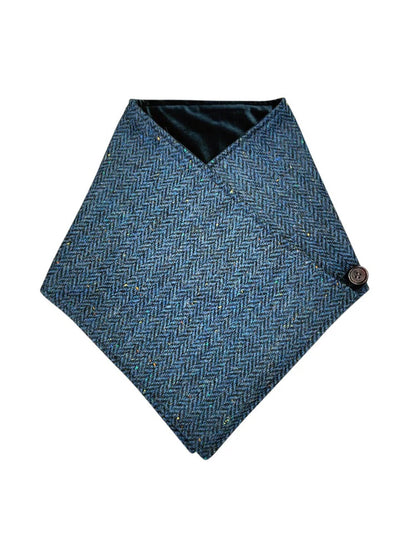 Luxurious Wool Tweed Snood - Blue Herringbone