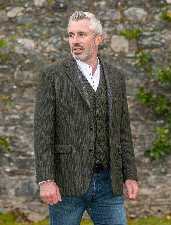 Casement Green Classic Fit Tweed Jacket 