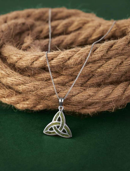 Silver Connemara Marble Trinity Knot Pendant