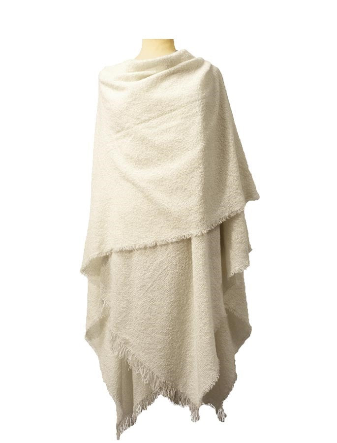 Lambswool Celtic Ruana Wrap - Cream