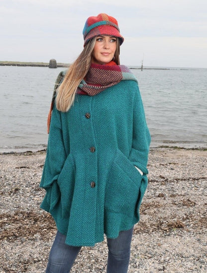 Tina Hooded Swing Cape - Killybegs Jade 
