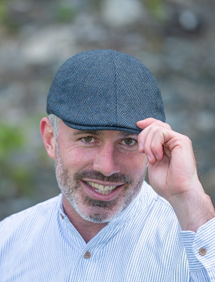 Tweed Duck Bill Panel Cap – Blue Herringbone 