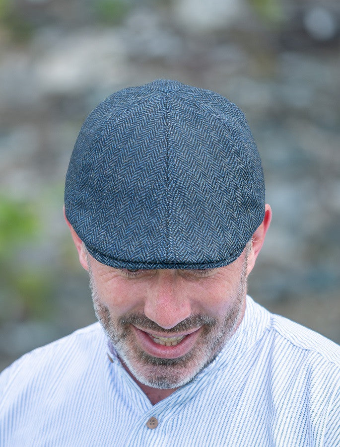 Tweed Duck Bill Panel Cap – Blue Herringbone 