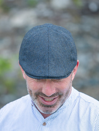 Tweed Duck Bill Panel Cap – Blue Herringbone 