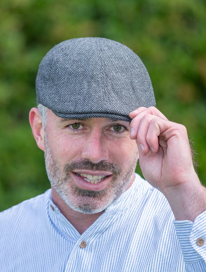 Tweed Duck Bill Panel Cap – Grey Herringbone 
