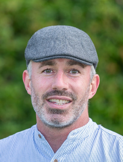 Tweed Duck Bill Panel Cap – Grey Herringbone 