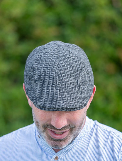 Tweed Duck Bill Panel Cap – Grey Herringbone 