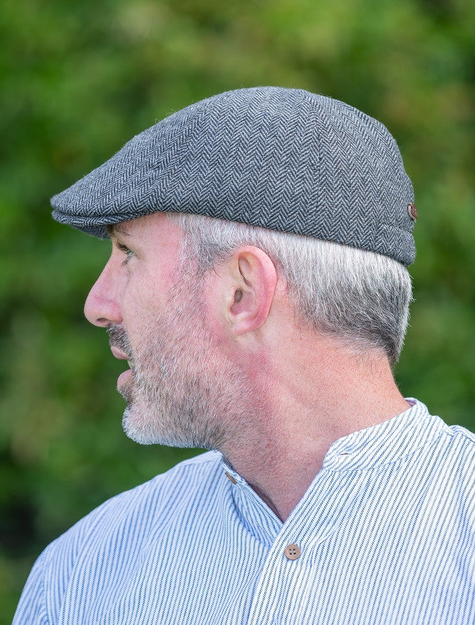 Tweed Duck Bill Panel Cap – Grey Herringbone 
