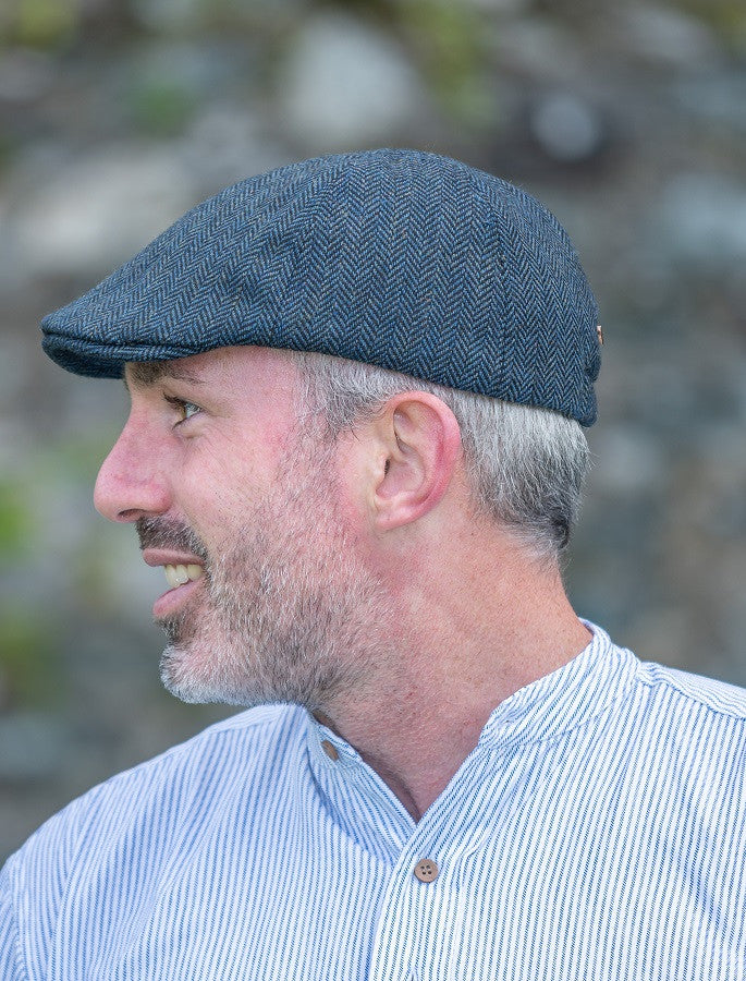 Tweed Duck Bill Panel Cap – Blue Herringbone 