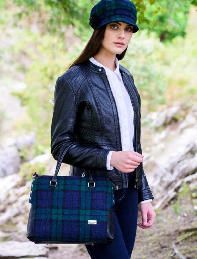 Emily Tweed &amp; Leather Bag - Blackwatch
