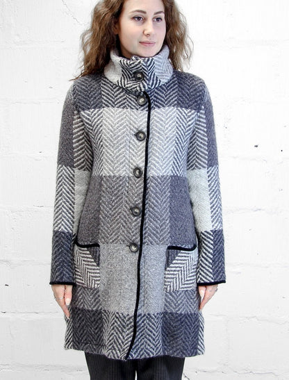 Emma Tweed Herringbone Coat - Donegal Grey 