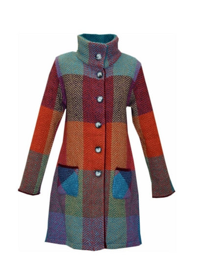 Emma Tweed Herringbone Coat - Donegal Red 