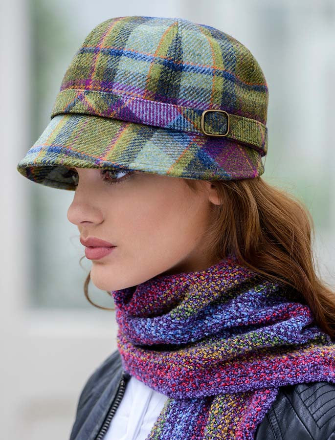 Ladies Tweed Flapper Cap - Multi Vernal Plaid