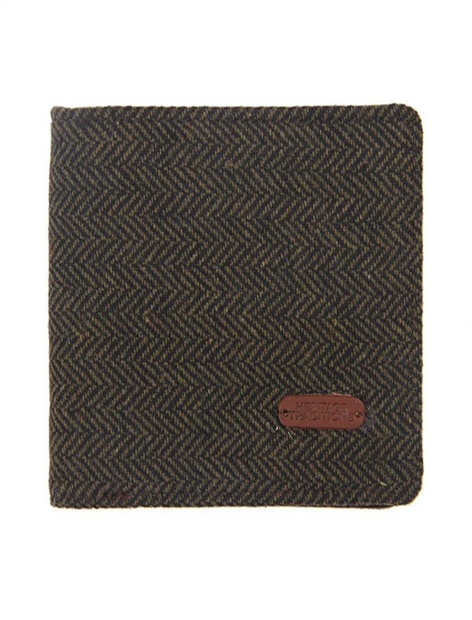 Tweed Wallet- Green Herringbone 