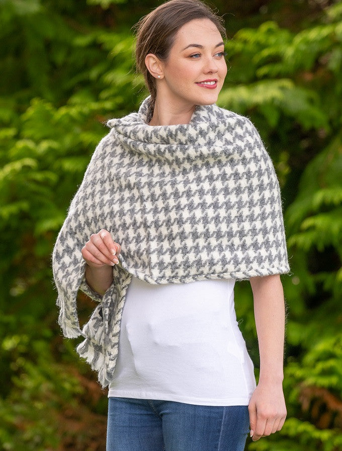Wool Country Stole - Grey &amp; Cream