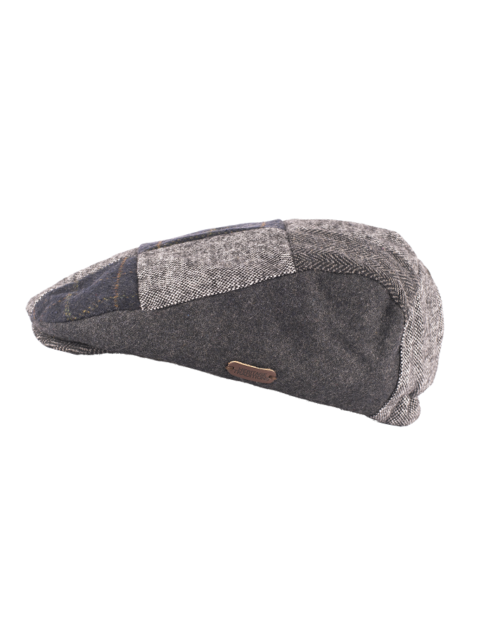 Heritage Patchwork Flat Cap – Multi Grey Blue 