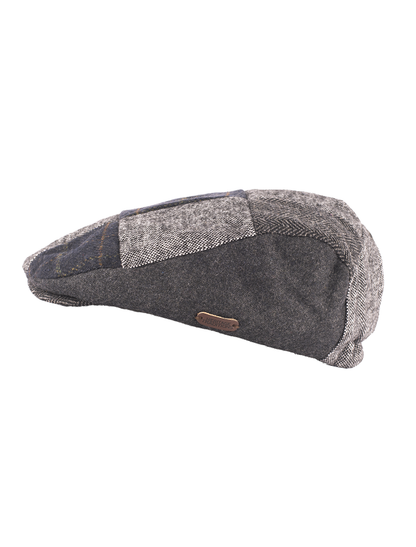 Heritage Patchwork Flat Cap – Multi Grey Blue 