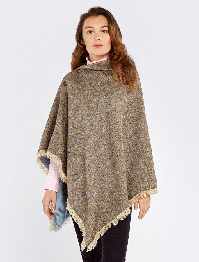 Hazelwood Pure Wool Tweed Poncho - Woodrose