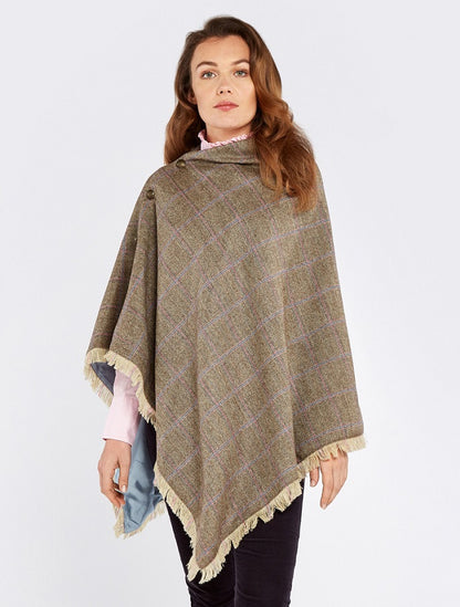 Hazelwood Pure Wool Tweed Poncho - Woodrose
