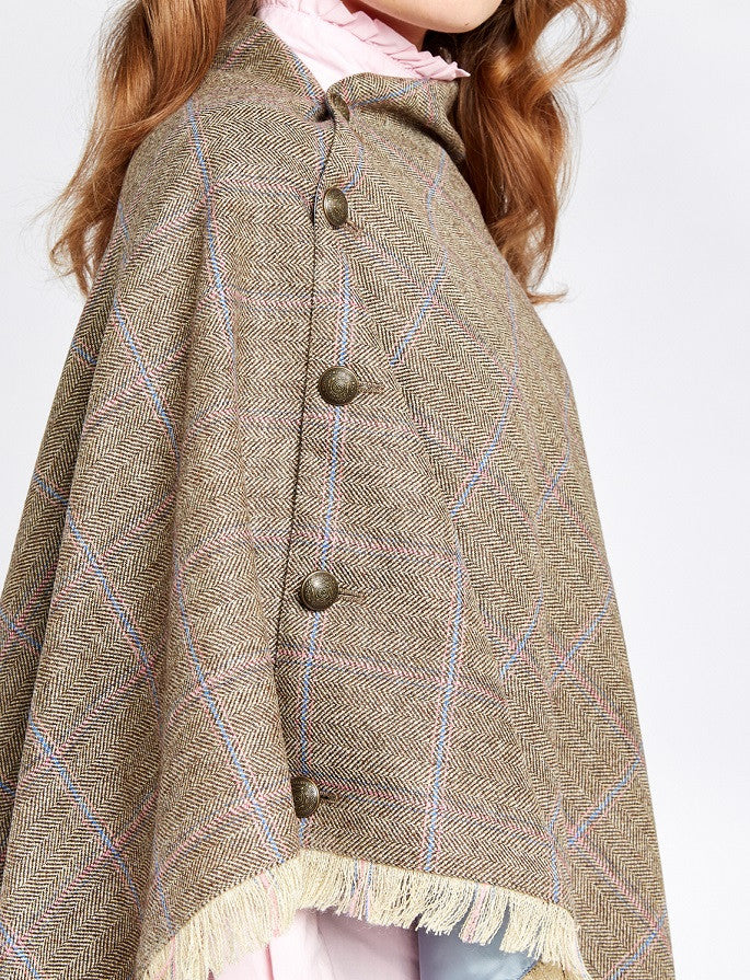 Hazelwood Pure Wool Tweed Poncho - Woodrose