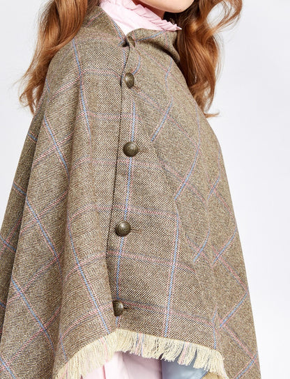 Hazelwood Pure Wool Tweed Poncho - Woodrose