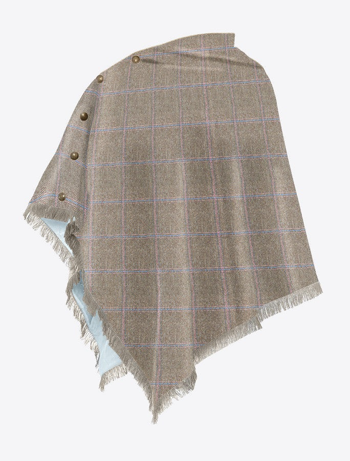 Hazelwood Pure Wool Tweed Poncho - Woodrose