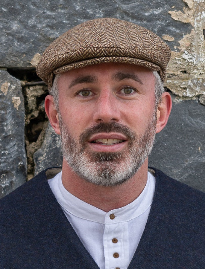 Donegal Tweed Herringbone Flat Cap - Brown 