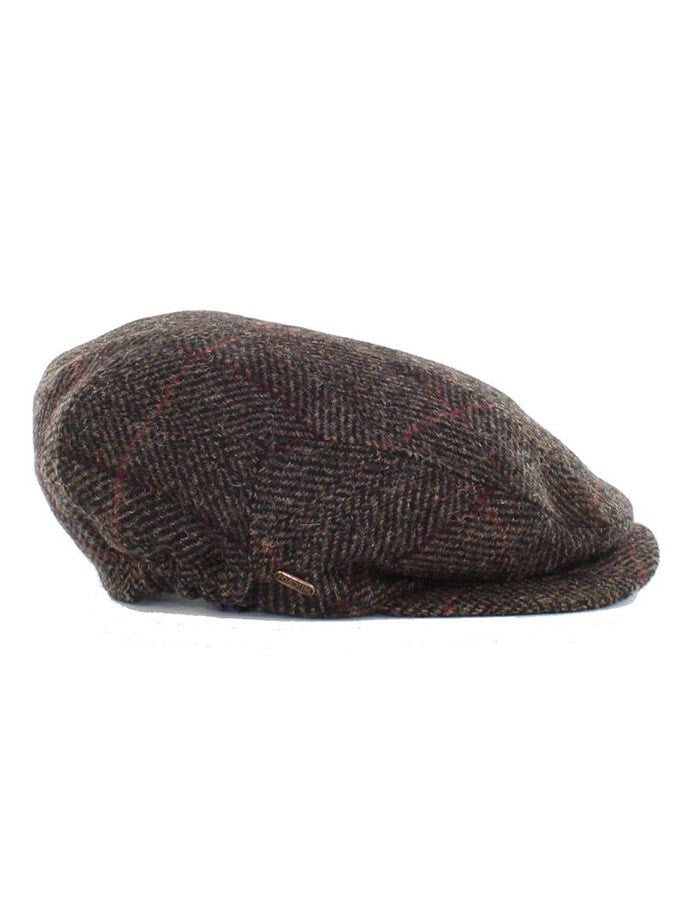 Kerry Tweed Flat Cap - Brown with Red