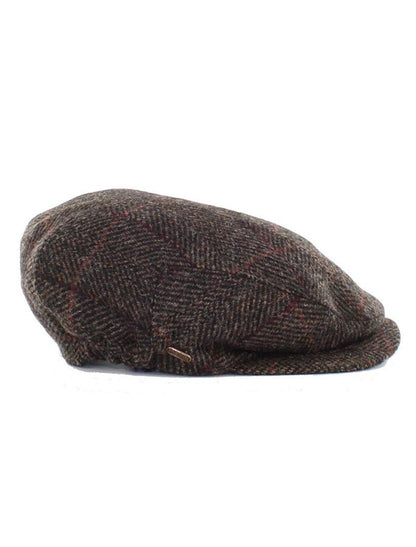 Kerry Tweed Flat Cap - Brown with Red
