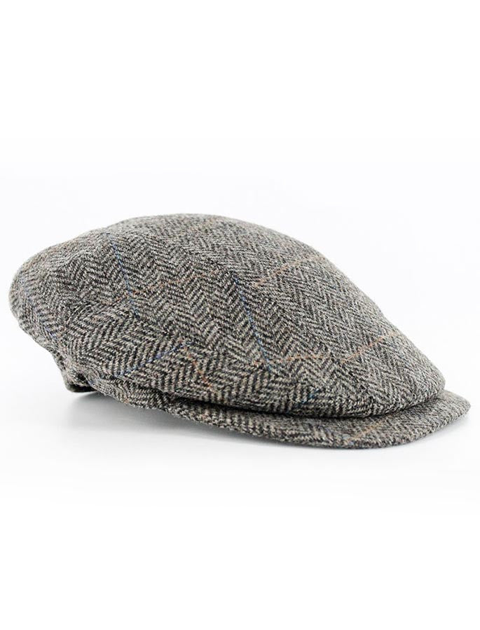 Kerry Tweed Flat Cap - Grey with Tan