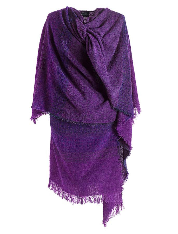 Lambswool Celtic Ruana Wrap - Purple &amp; Wine