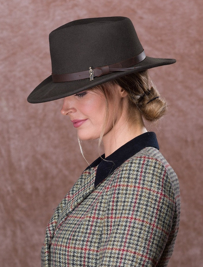 Ladies Boston Jack Wool Felt Hat - Brown 