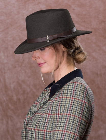 Ladies Boston Jack Wool Felt Hat - Brown 