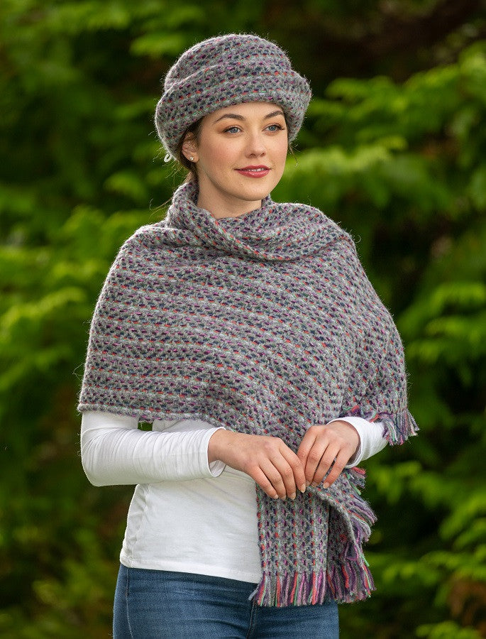 Wool Country Stole - Connemara Light Grey 