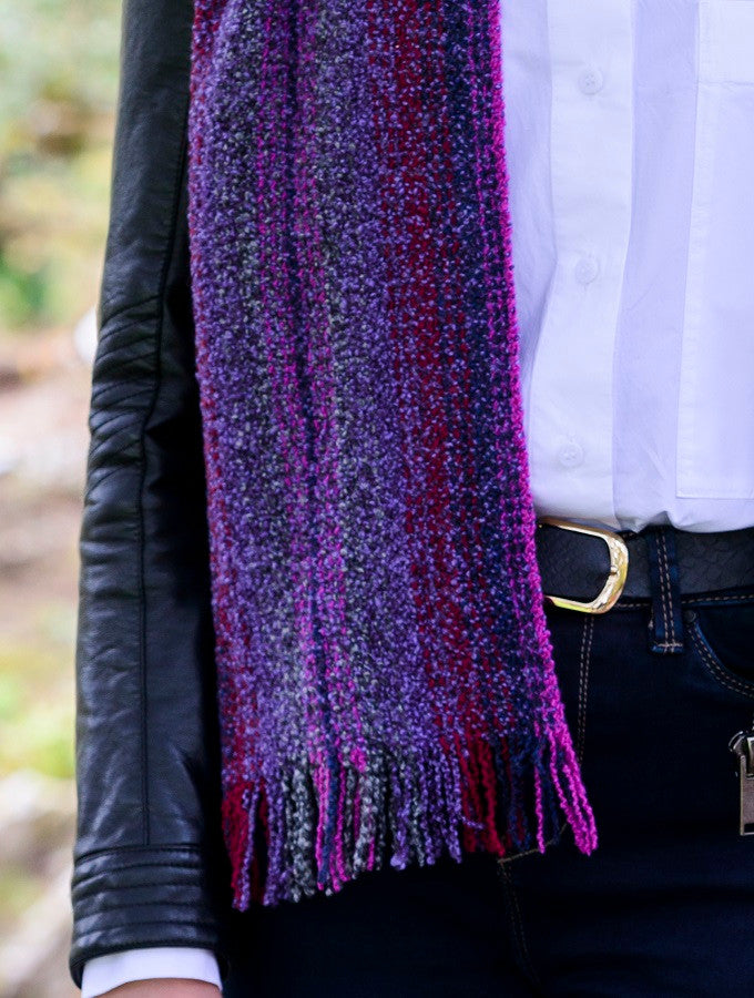 Wool Cashmere Skellig Scarf - Multi Purple &amp; Pink