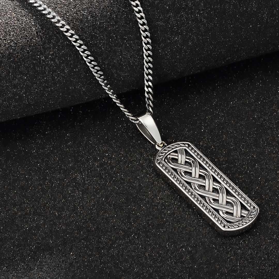 Silver Oxidised Celtic Ingot Pendant