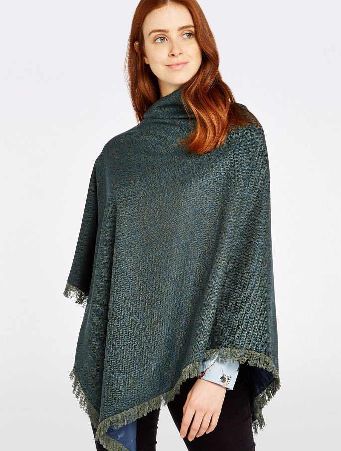 Hazelwood Pure Wool Tweed Poncho - Mist