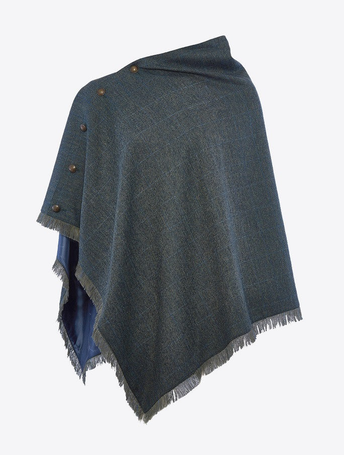 Hazelwood Pure Wool Tweed Poncho - Mist