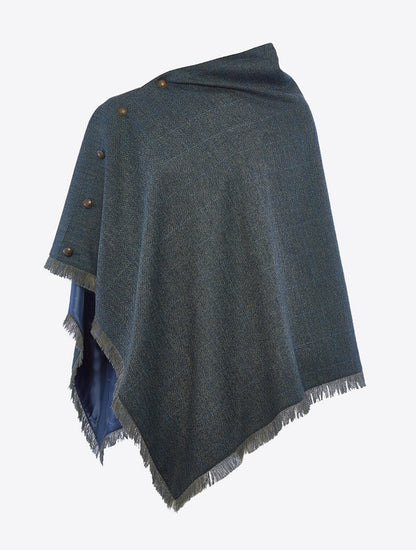 Hazelwood Pure Wool Tweed Poncho - Mist