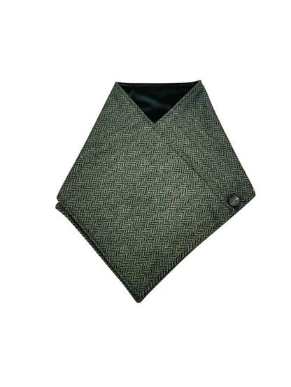 Luxurious Wool Tweed Snood - Green Herringbone