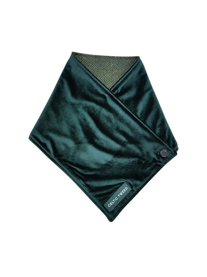 Luxurious Wool Tweed Snood - Green Herringbone