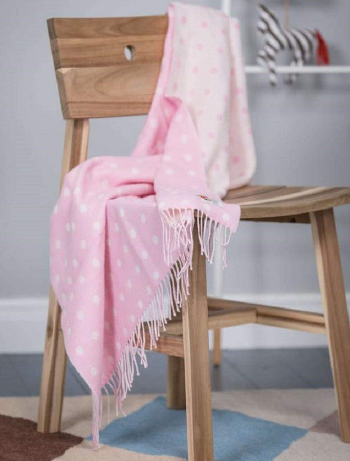 Lambswool Baby Throw - Pink Spot 