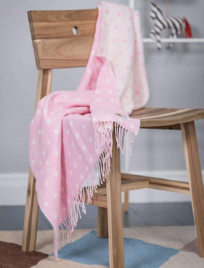 Lambswool Baby Throw - Pink Spot 