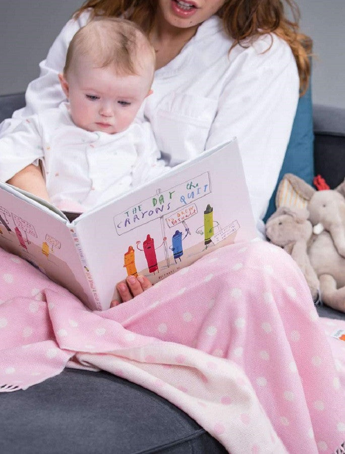 Lambswool Baby Throw - Pink Spot 