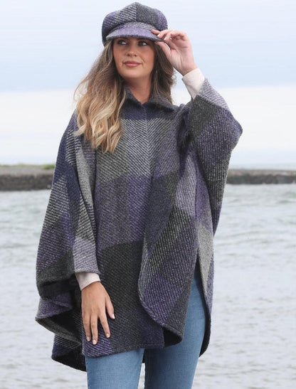 Rachel Button Up Cape - Multi-Indigo 