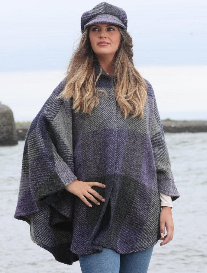 Rachel Button Up Cape - Multi-Indigo 